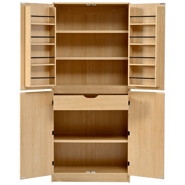 English Elm K&k Farmhouse Pantry Cabinet 72 Inch Tall Mdf Cupboard with Adjustable Shelves Natural N707S000021Y