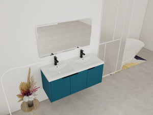 English Elm 48" Modern Wall-Mounted Bathroom Vanity With Resin Double Sink & Soft-Close Doors For Stylish Storage P1 W999S00351-GIGA