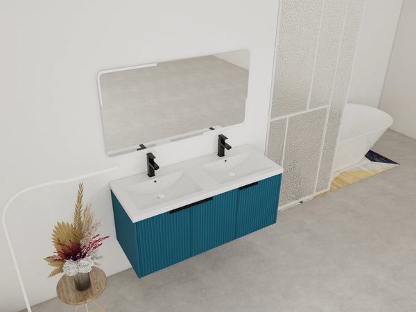 English Elm 48" Modern Wall-Mounted Bathroom Vanity With Resin Double Sink & Soft-Close Doors For Stylish Storage P1 W999S00351-GIGA