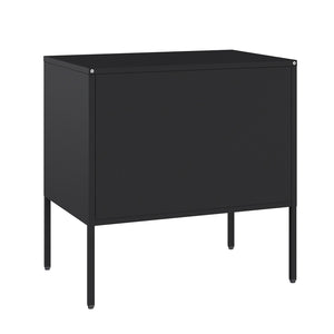 English Elm Ava 24" Metal Accent Cabinet in Black – Slim Steel Storage with Adjustable Shelf, Modern Minimalist Design B365P397879