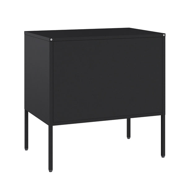 English Elm Ava 24" Metal Accent Cabinet in Black – Slim Steel Storage with Adjustable Shelf, Modern Minimalist Design B365P397879