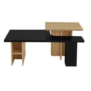 English Elm Vibe Set Of 2 Nesting Coffee Tables - Contemporary Farmhouse Design For Living Room & Small Spaces N724P294661B-GIGA