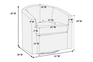 English Elm Dark Dark Gray Corduroy Swivel Accent Chair U-Backrest Plush Cushion 360° Metal Base Compact Cozy Lounge B011P370420