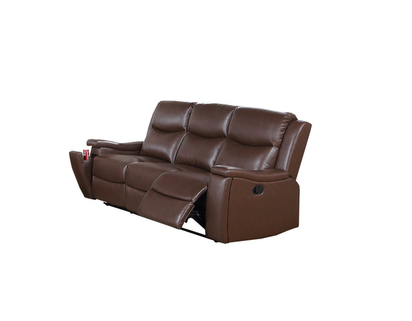 English Elm Recliner Plush 3-Seat Manual Sofa with Hidden Cup Holders, Headrest Support for Ultimate Comfort and Style Camel 81 L x 31 W x 26 H B089P240490