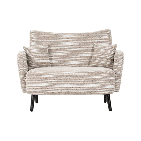 English Elm Modern tufted two-seater sofa with boucle upholstery, tapered legs, storage pockets, cozy compact design khaki W395P376587