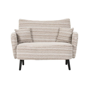 English Elm Modern tufted two-seater sofa with boucle upholstery, tapered legs, storage pockets and plush comfort for small spaces and offices khaki W395P376587