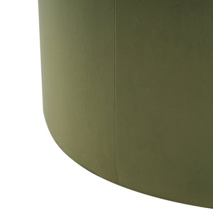 English Elm Christopher Knight Home® - Velvet Round Ottoman Olive Green — Plush Velvet Upholstery, 30" Diameter, Versatile Seat & Accent Table N757P181733O
