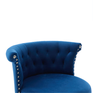 English Elm COOLMORE Velvet Bar Stool with Anti-Slip Large Base, Adjustable 360° Swivel, Plush Foam Comfort Navy W1539P320506