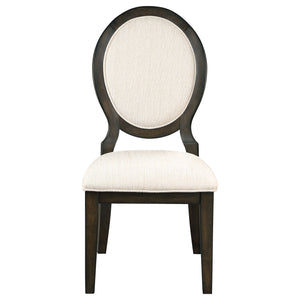 English Elm Fulton Dark Cocoa Oval Back Dining Side Chair Set of 2 — Cream Chenille Upholstery, Elegant Curves, Sturdy Wood Frame B062P375552