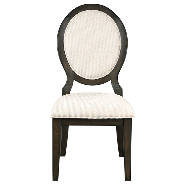 English Elm Fulton Dark Cocoa Oval Back Dining Side Chair Set of 2 — Cream Chenille Upholstery, Elegant Curves, Sturdy Wood Frame B062P375552