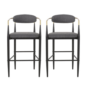 English Elm Christopher Knight Home® - Barstools Set Of 2 - Stylish Gray Upholstered Bar Stools With Backrest & Iron Legs For Versatile Spaces N779P248198G