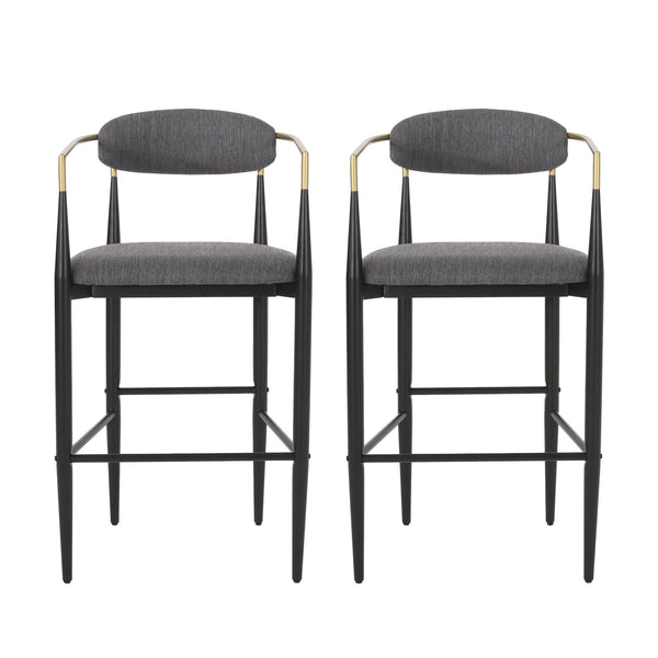 English Elm Christopher Knight Home® - Barstools Set Of 2 - Stylish Gray Upholstered Bar Stools With Backrest & Iron Legs For Versatile Spaces N779P248198G