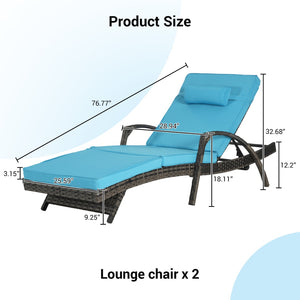 English Elm Outdoor Wicker Reclining Lounge Chair Set Of 2 With Cushions - Adjustable, Weather-Resistant, Stylish! W874P264732-GIGA