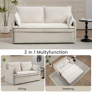 English Elm 59.5" Corduroy Convertible Sleeper Sofa with Usb Charging Ports and Storage Pockets W2606P252439