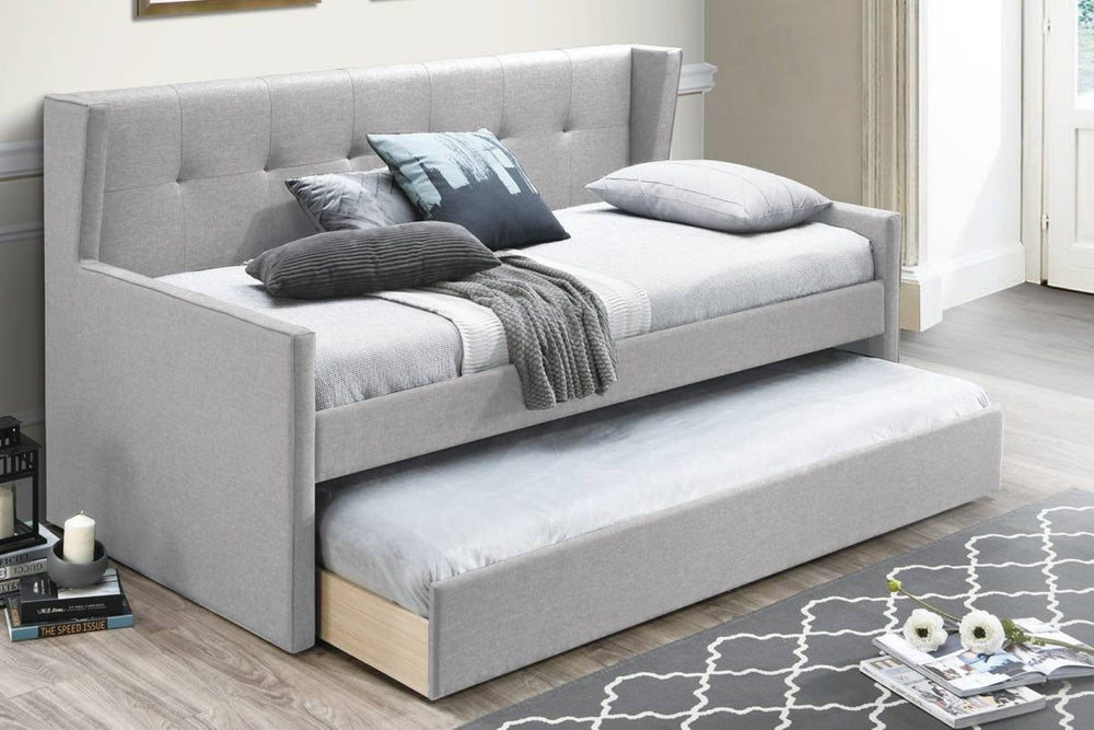 English Elm Contemporary Button Tufted Burlap Upholstered Daybed for Guest Room or Home Office B011S02044