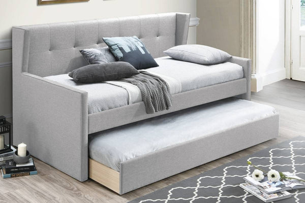 English Elm Contemporary Button Tufted Burlap Upholstered Daybed for Guest Room or Home Office B011S02044