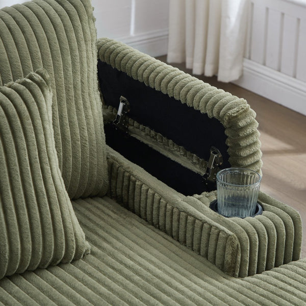 English Elm Swivel Barrel Accent Chair Chenille Tufted Round Club Seat for Living Room Lounge Green N719S002270F