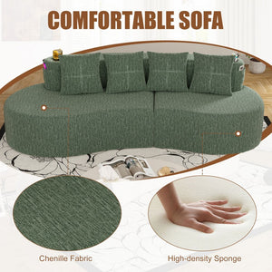English Elm Modern Half Moon Chenille Sectional Three Seat Curved Sofa for Living Room or Apartment Green W395P435345