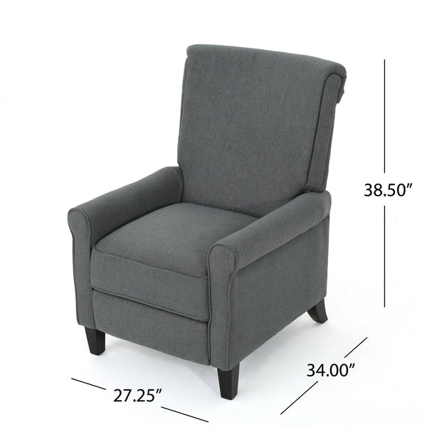English Elm Christopher Knight Home® - Manual Charcoal Push Back Recliner — Compact Fabric Seat, Plush Support, Space-Saving Comfort for Homes 61369.00CCL