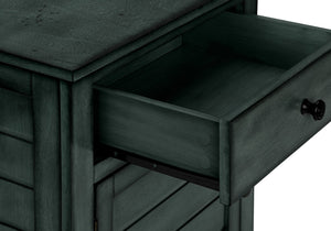 English Elm Accent Table Coastal Antique Blue Veneer Nightstand with Drawer & Cabinet, Solid Wood Accent Piece Blue 28 L x 22 W x 8 H B2710P287045