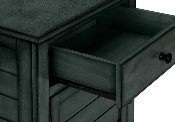 English Elm Accent Table Coastal Antique Blue Veneer Nightstand with Drawer & Cabinet, Solid Wood Accent Piece Blue 28 L x 22 W x 8 H B2710P287045