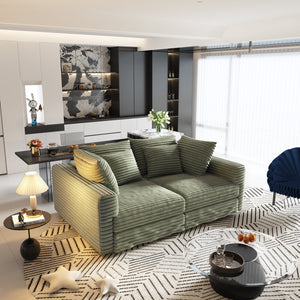 English Elm 102.4" Plush Corduroy 4-Seat Sofa - Comfy Modern Couch With Pillows & Ottomans, Versatile Lounge Solution W1885S00136