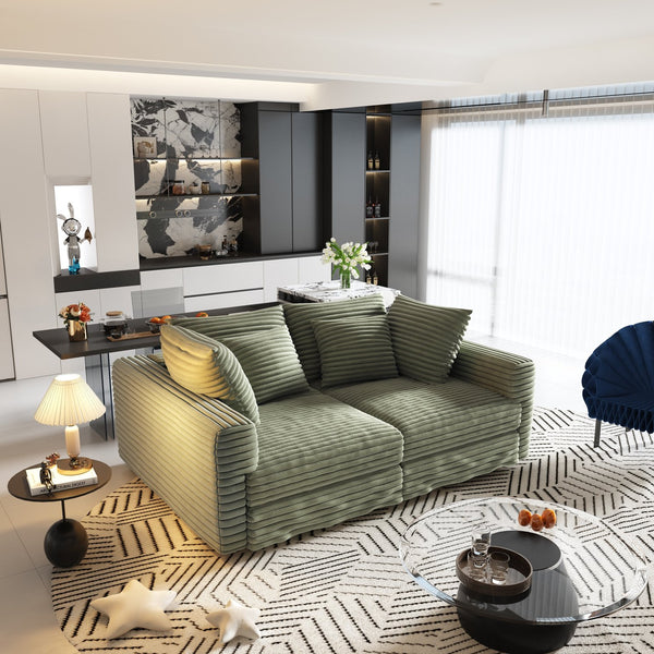 English Elm 102.4" Plush Corduroy 4-Seat Sofa - Comfy Modern Couch With Pillows & Ottomans, Versatile Lounge Solution W1885S00136