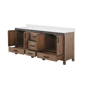 English Elm Rustic Barnwood Double Bath Vanity With White Quartz Top: Modern Farmhouse Charm & Ample Storage B2731P260654-GIGA
