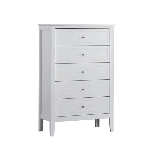 English Elm Daniel Assembled 5-Drawer Chest with English Dovetail Drawers, Metal Hardware & Solid Wood Frame White 51 L x 34 W x 18 H B078P400747