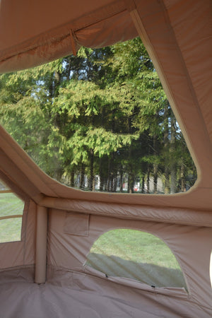 English Elm Inflatable Glamping Tent 4 Season Waterproof Air Beam Frame Shelter for 4 to 6 Persons Beige W640P244842