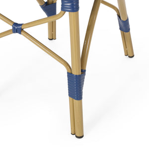 English Elm Christopher Knight Home® - Outdoor PE Rattan Aluminum 3-Piece French Bistro Set - Dark Teal & White Wicker, Bamboo Finish Charm 71424.00DT