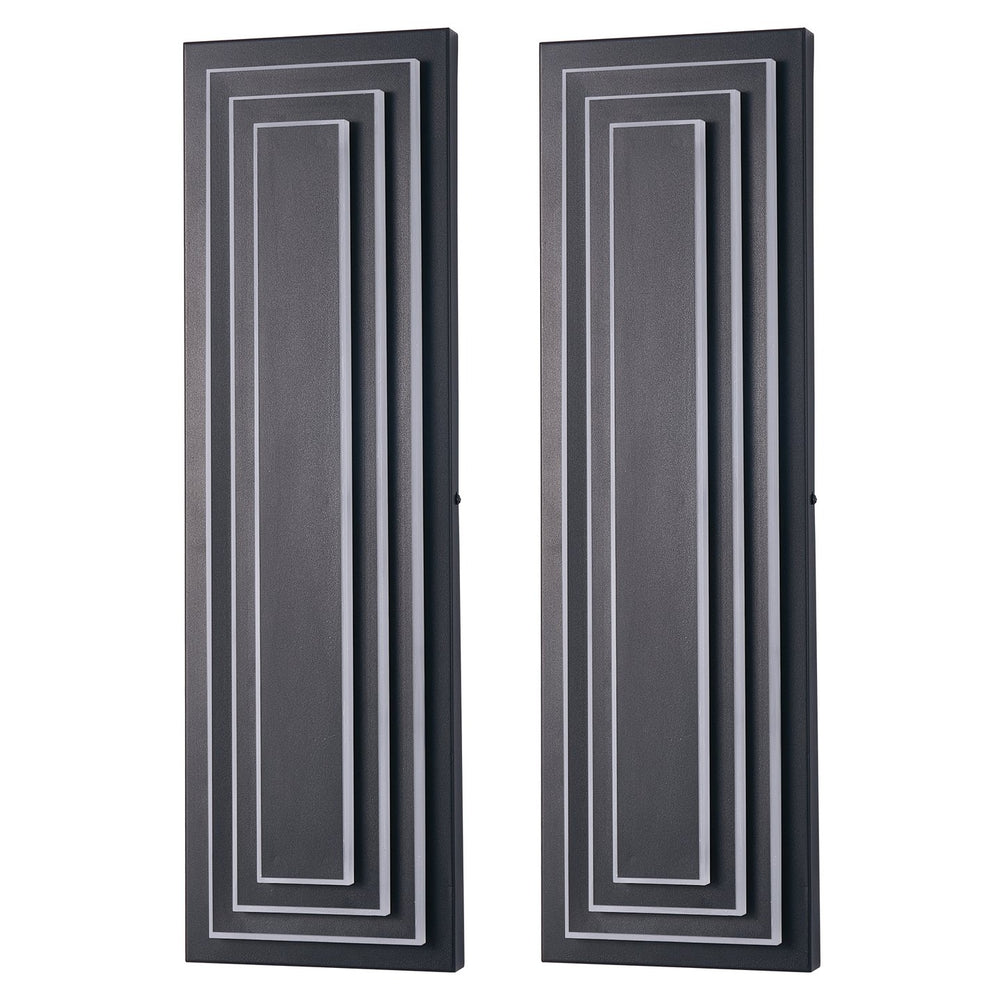 English Elm 23.6 Modern 3-Tier Outdoor Wall Light 24W LED Matte Black Waterproof Sconce Warm 3000K Ambiance W2312P389973