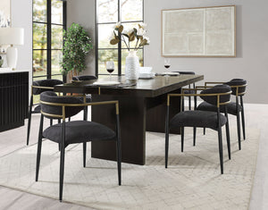 English Elm Jaramillo Modern 5-Piece Dining Set with Upholstered Bouclé Chairs and Durable Synthetic Wood Table, Seats 4 Black,Espresso 83 L x 43 W x 8 H B2726S00304