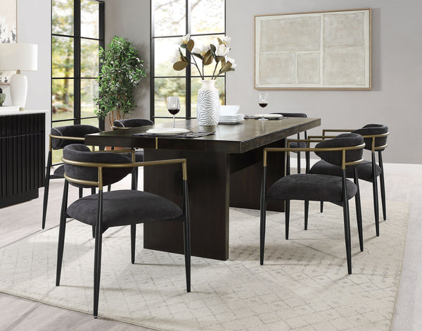 English Elm Jaramillo Modern 5-Piece Dining Set with Upholstered Bouclé Chairs and Durable Synthetic Wood Table, Seats 4 Black,Espresso 83 L x 43 W x 8 H B2726S00304