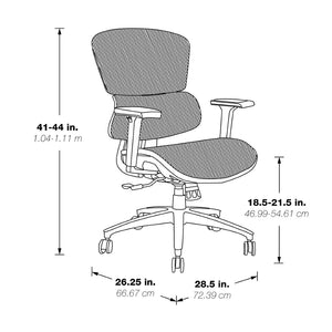 OSP Home Furnishings Mesh Back Ergonomic Manager Chair with Lumbar Support and Adjustable Arms for Home Office EMM98958-3