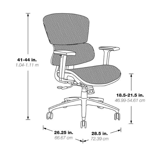 OSP Home Furnishings Mesh Back Ergonomic Manager Chair with Lumbar Support and Adjustable Arms for Home Office EMM98958-3