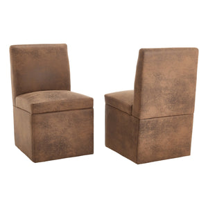 English Elm COOLMORE Swivel Rolling Dining Chair with Hidden Storage, Linen Upholstered 4-Wheel Multiuse Seat Coffee W1539P277675