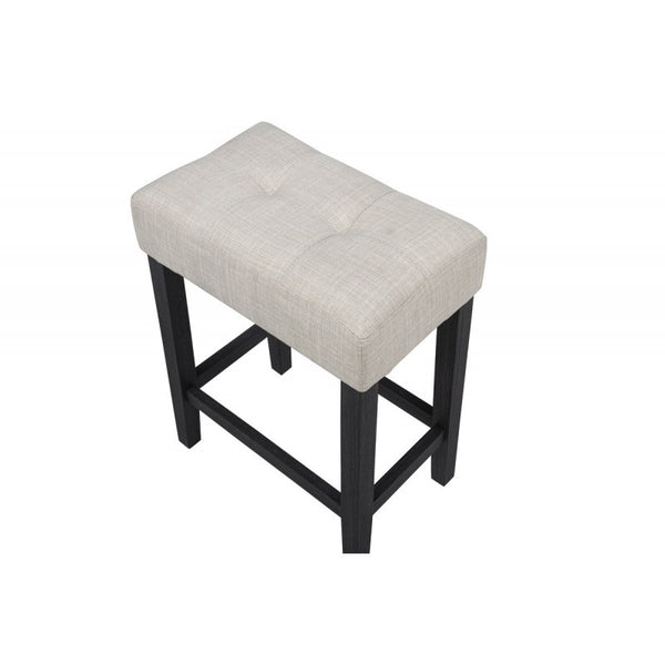 English Elm Black/Beige Backless Bar Stools Set of 2 – Plush Beige Polyester Seats, Durable Rubberwood Frame, 24"H B011P375263