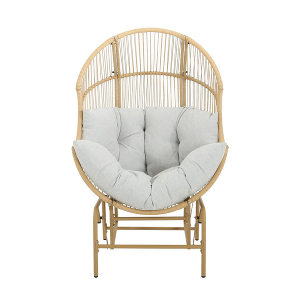 English Elm Christopher Knight Home® - Palos Outdoor Wicker Glider Chair - Light Brown, Ergonomic Comfort With Smooth Gliding Motion, Durable Design N775P191232L