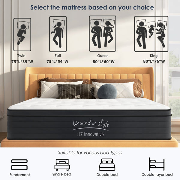 English Elm King Hybrid Mattress 10 Inch Pocketed Coil Memory Foam Medium Firm Cool Sleep W2889P453492