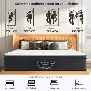 English Elm Queen Hybrid Mattress 12 Inch Medium Firm with Pocketed Coils and Memory Foam Support W2889P453497