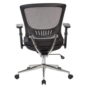 OSP Home Furnishings Mesh Back Ergonomic Office Chair with Lumbar Support Breathable Seat and Padded Arms Chrome EM98910C-3