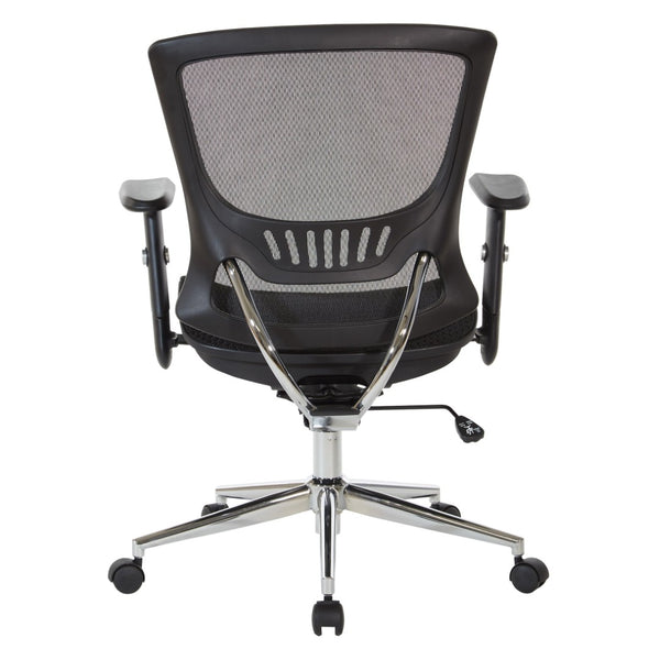 OSP Home Furnishings Mesh Back Ergonomic Office Chair with Lumbar Support Breathable Seat and Padded Arms Chrome EM98910C-3
