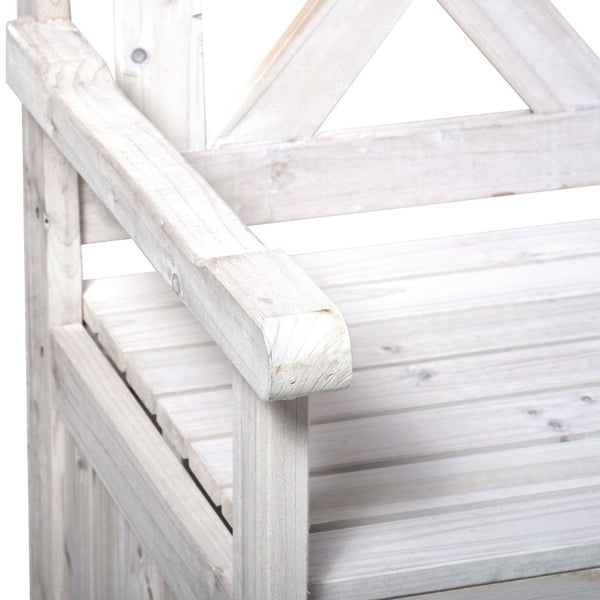 English Elm Outsunny Elegant Wooden Bench With X-Shape Back, 29-Gallon Outdoor Storage Box For Patio & Porch W2225P217574-GIGA