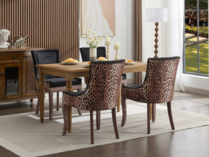 English Elm A&A Velvet Tufted Swivel Barstool with Ergonomic Back and Gold-Plated 17.7" Base, Set of 2 Leopard W1143P209903