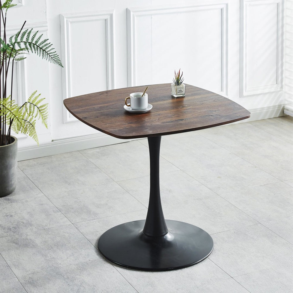 English Elm 1+4,5pieces Mid-century Dining Set Mdf Top Metal Pedestal Base Seats Six W3766S00011