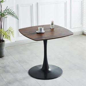 English Elm 1+4,5pieces Mid-century Dining Set Mdf Top Metal Pedestal Base Seats Six W3766S00011
