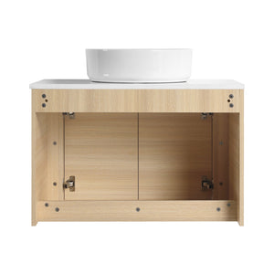 English Elm 30'' Wall-Mounted Bathroom Vanity With Ceramic Art Sink, Soft-Close Doors & Modern Plywood Design W999S00462