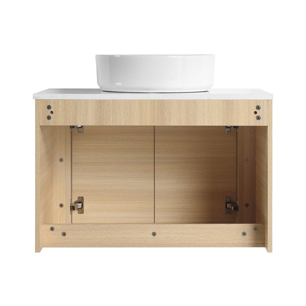 English Elm 30'' Wall-Mounted Bathroom Vanity With Ceramic Art Sink, Soft-Close Doors & Modern Plywood Design W999S00462