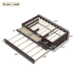 English Elm Twin Triple Metal Bunk Bed Matte Powder Coated Frame with Full Safety Guardrails Espresso W1580S00386